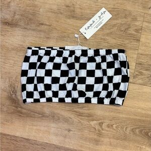 LF Black and White Fitted Crop Top